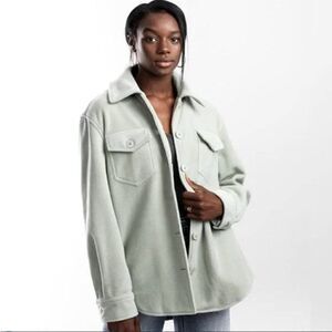 Joie Button Down Wooley Shacket/Jacket. Pale Blue/Gray. Size Large. VGUC